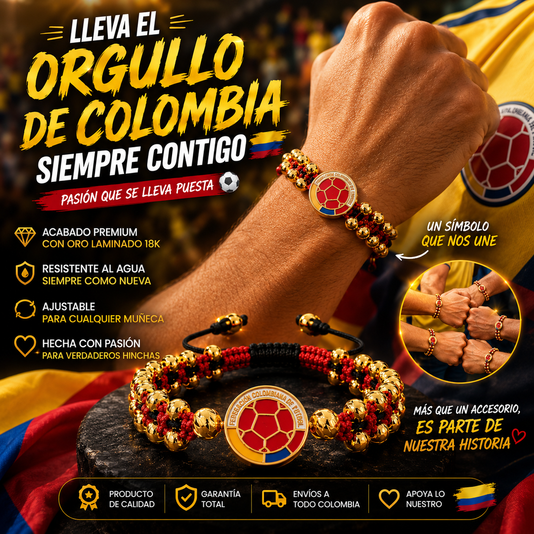 MANILLA EXCLUSIVA SELECCIÓN COLOMBIA DIJE EN ORO LAMINADO 18K