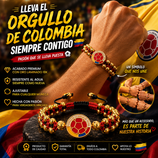 MANILLA EXCLUSIVA SELECCIÓN COLOMBIA DIJE EN ORO LAMINADO 18K