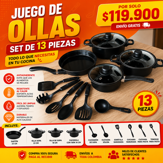 JUEGO DE OLLAS 13 PIEZAS